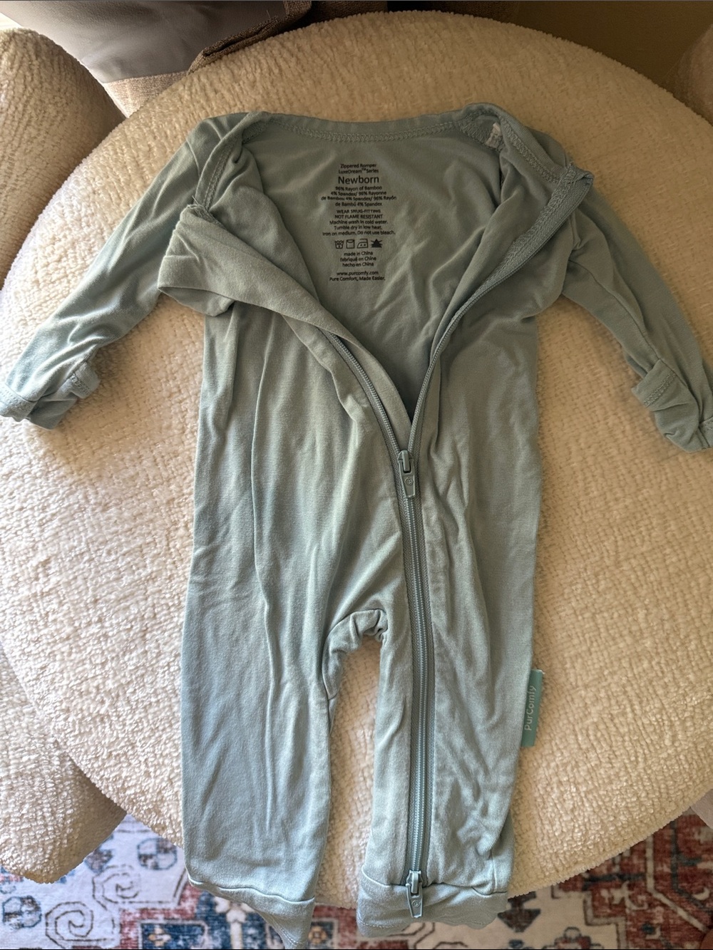 PurComfy LuxeDream Series Bamboo Newborn Zip-Up Romper
